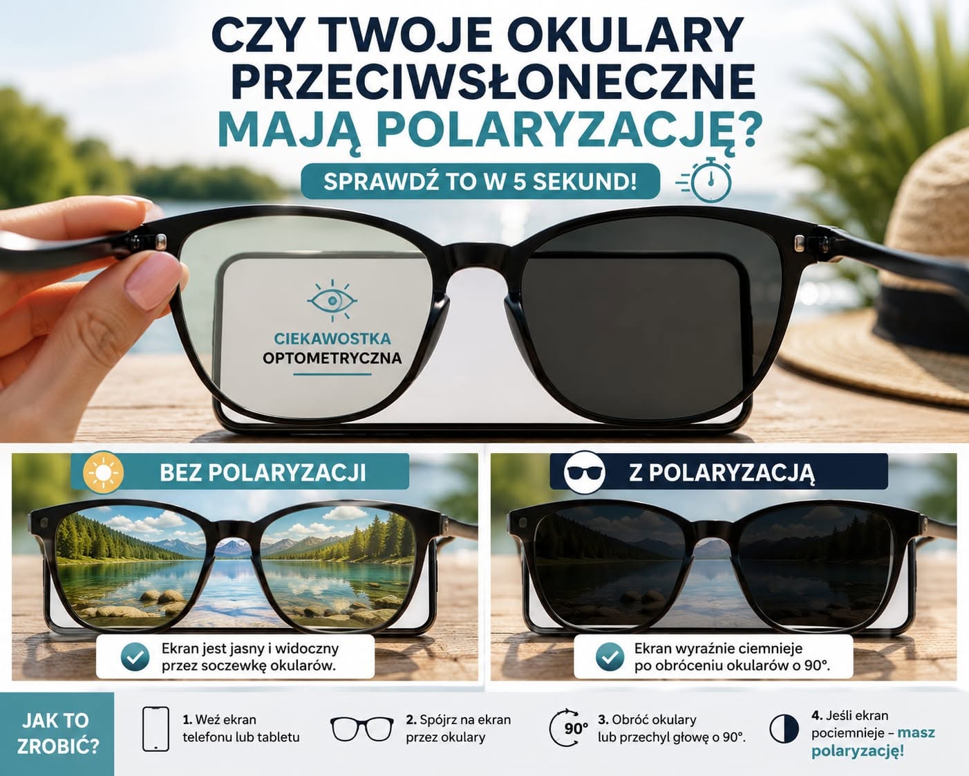 Jak sprawdzić polaryzację w okularach przeciwsłonecznych za pomocą ekranu telefonu